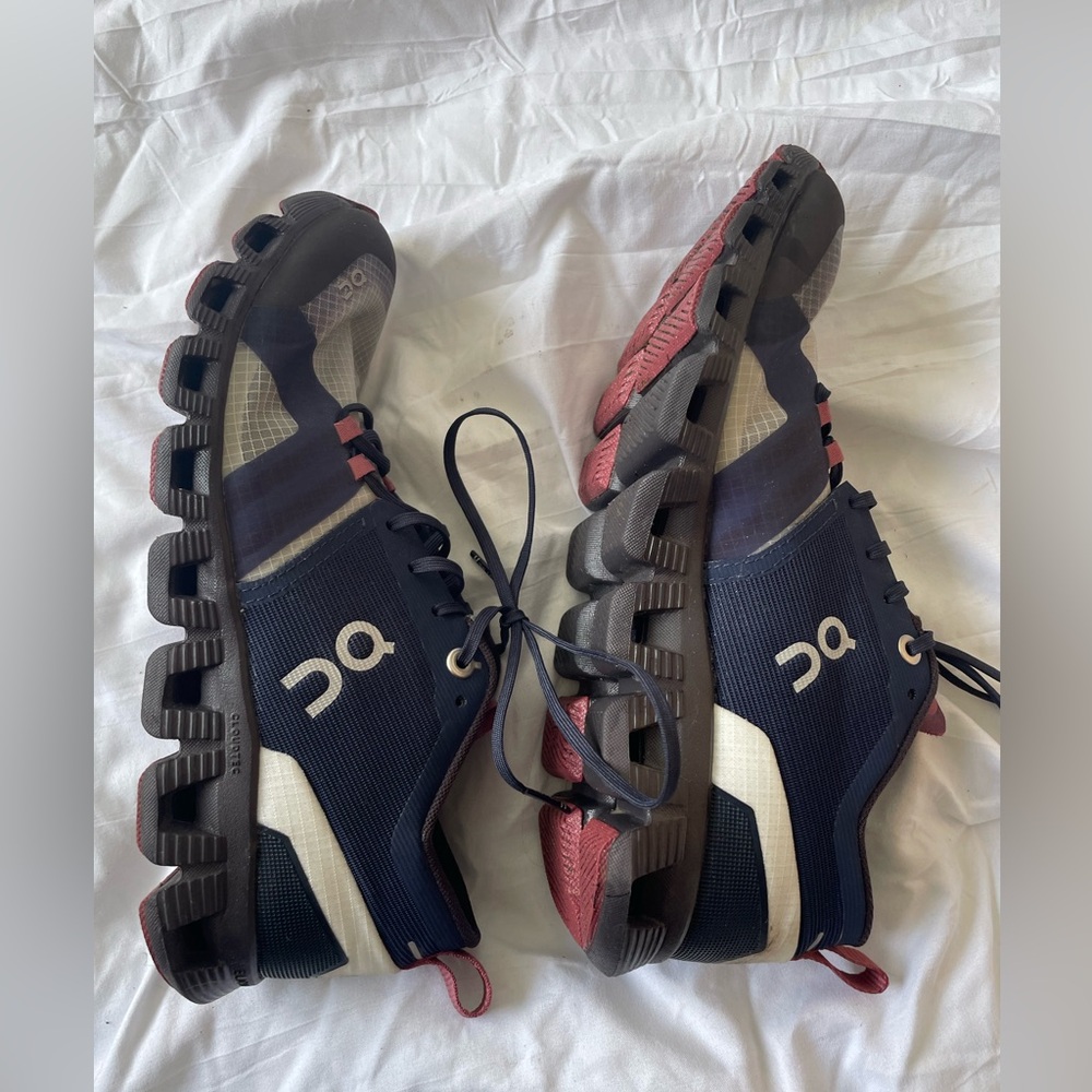 On Cloud Worn Once X Shift Mesh Running Shoes, Blue and Pink